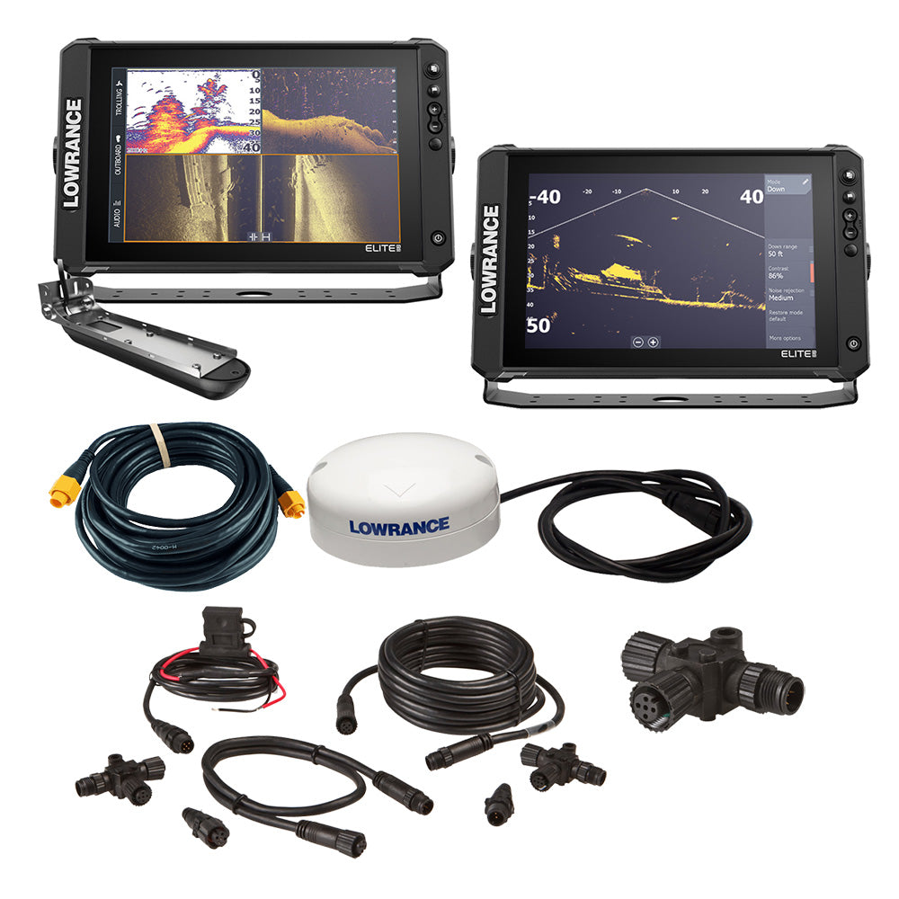 Lowrance Elite FS 12 BOAT in A BOX with Active Imaging 3-in-1 - 2 Displays, TD, GPS Antenna, Starter Kit, 25' Ethernet Cable [000-16477-001]