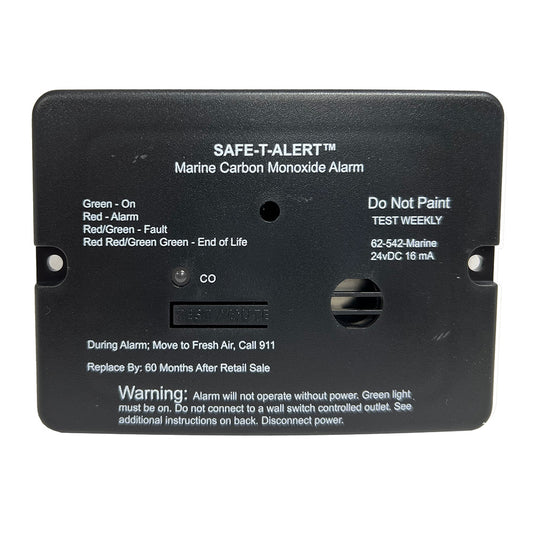 Safe-T-Alert 62 Series Carbon Monoxide Alarm - 24V Flush Mount - Black w/Relay [62-542-R-BL-24V]