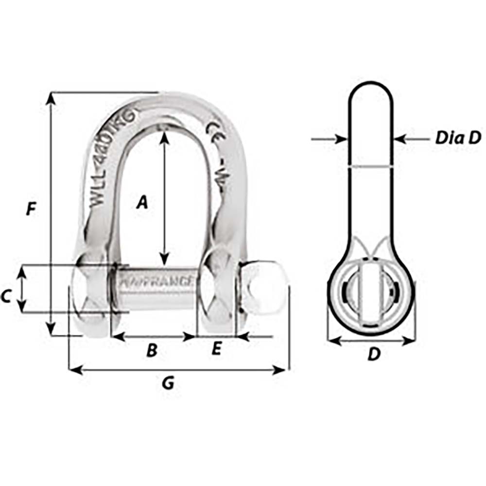 Wichard Captive Pin D Shackle - Diameter 10mm - 13/32" [01405]