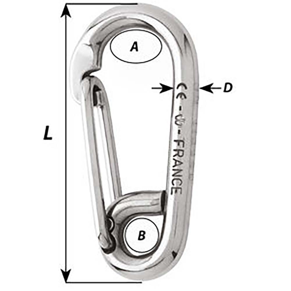 Wichard Symmetric Carbine Hook - Length 60mm - 1/4" [02313]